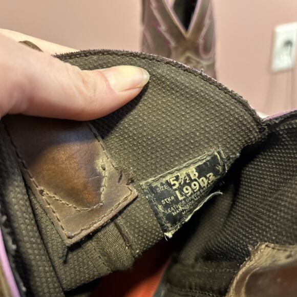 Justin Gypsy Women's Boots 5.5 B Western Cowgirl Brown Purple L9903 Round Toe - Picture 5 of 6